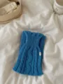 Gros plan sur l'écharpe en tricot torsadé bleu avec motif texturé et style d'hiver confortable. - Bleu Roi