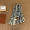 Gradient crinkle scarf for women, lightweight breathable sheer neck wrap for daily wear. - 180*60cm / Gradient Gray