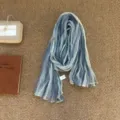 Gradient pleated scarf for women, lightweight breathable neckwear for fashion photo styling. - 180*60cm / Gradient Blue