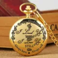Vintage gouden kwarts zakhorloge met romantische gravure voor echtgenoot, mooi cadeau. - Goud (P3203C)