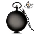 Montre de poche mécanique noire vintage avec chaîne et cadran squelette pour hommes et femmes. - Noir Brillant