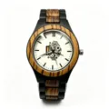 Wooden watch men quartz watch zebra wood bezel skeleton dial casual wristwatch stylish - Watch Only / Black Zebra Wood White Dial