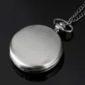 Classic vintage silver pocket watch with chain, brushed metal quartz timepiece gift. - Thin Chain / Antique Silver