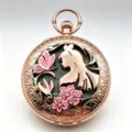 Rose Gold Music Pocket Watch Alice Theme Flip Music Box Vintage Pendant Gift Watch - Watch Only / Rose Gold