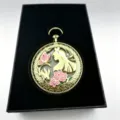 Gold mechanical music pocket watch with anime princess silhouette, elegant gift box packaging. - Gift Set / Gold