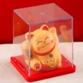 Statua gatto fortunato solare mini ornamento per cruscotto auto decorazione casa - 15 / Giallo