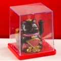 Simpatico gatto portafortuna solare per cruscotto auto, statuetta nera decorativa. - 12 / Nero