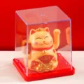 Mini statuetta di gatto della fortuna solare per cruscotto auto e decorazione ufficio. - 12 / Giallo