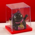 Gatto fortunato solare nero con vetrina trasparente per auto e decorazione domestica. - 15 / Nero
