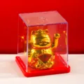 Mini gatto fortunato solare dorato con custodia trasparente per decorazione auto casa - 12 / Oro