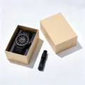 Montre quartz en bois avec cadran noir bracelet boîte kraft et outil pour hommes - Boîte Cadeau Outil + Cadran Numérique en Ébène