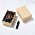 Montre quartz en bois pour homme avec cadran bois bracelet noir coffret et outil inclus. - Boîte Cadeau Outil + Cadran Numérique en Ébène et Bois de Santal Rouge
