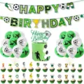 Set de decoracion de fiesta de cumpleanos tematica de futbol con pancarta globos y topper - Juego de Fútbol