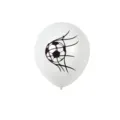 Globo de látex blanco con estampado de portería de fútbol negra para fiesta deportiva. - Globo / 18 Piezas