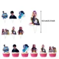 K-Pop Demon Hunters tema cumpleaños fiesta tarta topper conjunto, bonito dibujo animado decor. - Toppers de Pastel Pequeños 12 Pcs