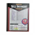 Monthly bill payment checklist notebook with 48 months planner layout for financial tracking. - Red Accounting Book