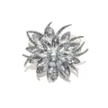 Crystal flower curtain buckle tie-back, sparkling rhinestone window drapery holder detail. - Silver