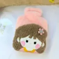 Cute plush hot water bottle with cartoon girl embroidery, soft winter hand warmer design. - Little Girl (Thickened PVC)