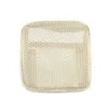 Beige mesh cosmetic bag portable breathable makeup pouch mini toiletry organizer. - Ivory White