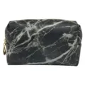 Portable PU Marble Makeup Bag Waterproof Travel Toiletry Pouch for Women and Girls - S / Black Marble