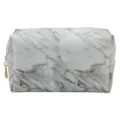 White marble PU leather cosmetic bag, portable waterproof makeup pouch for daily travel. - S / White Marble