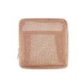 Rosa Netz Kosmetiktasche, tragbare quadratische Make-up Tasche für Lippenstift und Kleinteile. - Nude Pfirsich Aprikose
