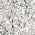 Kampfkunst Aufkleber schwarz weiss Kung Fu Graffiti Sticker fuer Handy Huelle Koffer - 60 Stück/Packung