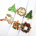 Set di portatovaglioli natalizi con strass, cervo albero ghirlanda decorazione tavola. - 6 Pezzi/Set