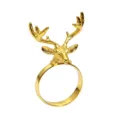 Portatovaglioli di renna in metallo dorato, design con testa di cervo 3D per tavola di Natale. - Oro
