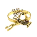 Dettaglio anello per tovaglioli renna di Natale dorato, strass lucidi e smalto. - Renna di Natale / Oro