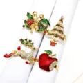 set 4 portatovaglioli natalizi strass campana albero cerbiatto lega decoro tavola! - Stile 2 / Four-Piece Set