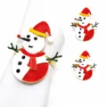 Weihnachten Schneemann Serviettenring Rot Emailliert Hut Tischdeko Festlich Deko - 90