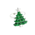 Primo piano dettagliato del portatovaglioli albero di Natale verde con smalto brillante e argento. - Albero Verde Argento / Argento