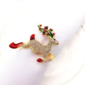 Christmas Reindeer Napkin Ring Gold Rhinestone Table Decor Holiday Dinner Party Accessory - 7