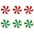Set anelli portatovaglioli caramella menta Natale, decorazione tavola metallo rosso verde. - Set di Sei