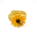 Metal sunflower curtain tieback with spring band, creative drapery holdback for home decor. - Yellow