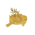 Fermatenda natalizio a forma di renna dorata clip in metallo a molla decorazione - Giallo