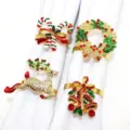 4Pcs Set portatovaglioli di Natale lega strass metallo cervo ghirlanda decorazione tavola festa - Stile 5 / Four-Piece Set