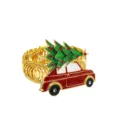 Gold metal Christmas tree red car curtain tieback detail, festive home decoration accessory. - Burgundy