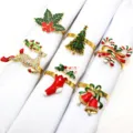 Christmas napkin rings set of 6, decorative metal alloy holiday table decor accessories detail - 5/6PCS