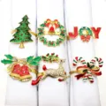 6PZ Anelli Portatovaglioli di Natale in Metallo Decorazione Tavola Albero Renna - 1/6PCS
