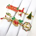 Set 6 portatovaglioli natalizi strass metallo decorazione tavola festa dettaglio - 6/6PCS