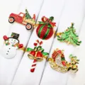Set of 6 Christmas napkin rings featuring snowman, tree, and reindeer designs for table decor. - 20/6PCS