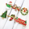 Christmas napkin rings set metal holiday table decor 6 pieces set for party dinner - 13/6PCS