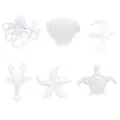 Set di 6 portatovaglioli nautici bianchi con polpo conchiglia cavalluccio marino astice e stella - Collezione marina / Bianco