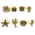 Set di 8 portatovaglioli vita marina oro retro metallo decorazione tavola oceano feste. - Set 8 Pezzi Oro Antico