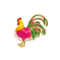 Anello portasciugamani gallo smaltato colorato in lega decorazione tavola festa Pasqua - Gallo Oro Due