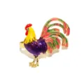 Anello portatovagliolo gallo in metallo smaltato colorato per decorazione tavola. - Gallo Oro Uno