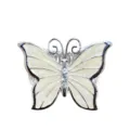 Fermatenda a farfalla beige con fascia elastica in metallo, elegante accessorio. - Argento