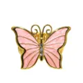 Fermatenda a farfalla in metallo dorato smalto rosa strass fibbia a molla tenda - Oro rosa
